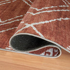ReaLife Rugs Machine Washable Area Rug Runner - Living Room Bedroom Bathroom Kitchen Entryway Office - Padded Low Pile Stain Resistant Premium - Moroccan Diamond Tribal - Jax - Orange 3' x 5'
