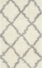 SAFAVIEH Dallas Shag Collection Accent Rug - 2'3" x 4', Ivory & Grey, Trellis Design, Non-Shedding & Easy Care, 1.5-inch Thick Ideal for High Traffic Areas in Entryway, Living Room, Bedroom (SGD257F)