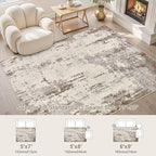 5x7 Area Rug Living Room Rugs - Washable Neutral Modern Abstract Soft Thin Rug Indoor Floor No Slip Rug Carpet for Bedroom Under Dining Table Home Office Decor - Brown/Grey/Beige