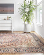 Loloi Layla Collection LAY-08 Red/Navy 3'-6" x 5'-6" .13" Thick Accent Rug, Soft, Durable, Vintage Inspired, Distressed, Low Pile, Non-Shedding, Easy Clean, Printed, Living Room Rug