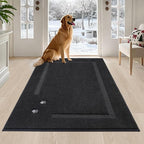 BEQHAUSE Dog Door Mat for Muddy Paws 36"x60" Dirt Trapper Absorbent Doormat Non Slip Entryway Rugs Washable Stain Resistant Welcome Floor Mat Soft Low-Profile for Front Back Door, Black
