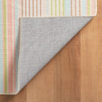 Dash & Albert Ana Ticking Aqua Machine Washable Rug, 8.5 X 11.5 Feet, Multicolored Stripe Pattern
