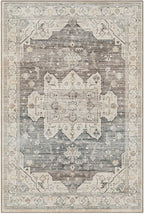 LUMI 8x10 Washable Area Rug for Living Room, Ultra Soft Vintage Rugs with TPE Non Slip Backing, Stain Resistant, Low Profile Carpet High Traffic for Bedroom, Dining Room