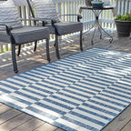 Unique Loom Outdoor Striped Collection Area Rug - Striped (4' 1" x 6' 1" Rectangle, Blue/Ivory)