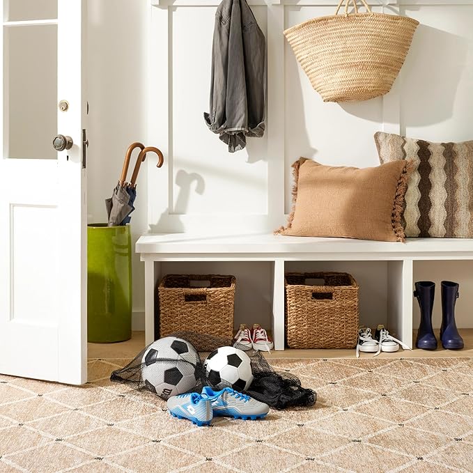 Dash & Albert Kali Natural Machine Washable Rug, 7.5 X 9.5 Feet, Tan Geometric Pattern