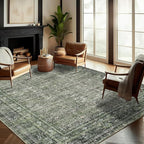 Washable Area Rug 9'x12' Retro Boho Design Non-Shedding Easy Care Ideal for High Traffic Areas in Living Room Bedroom Office Coffee Table Kitchen Large Carpet