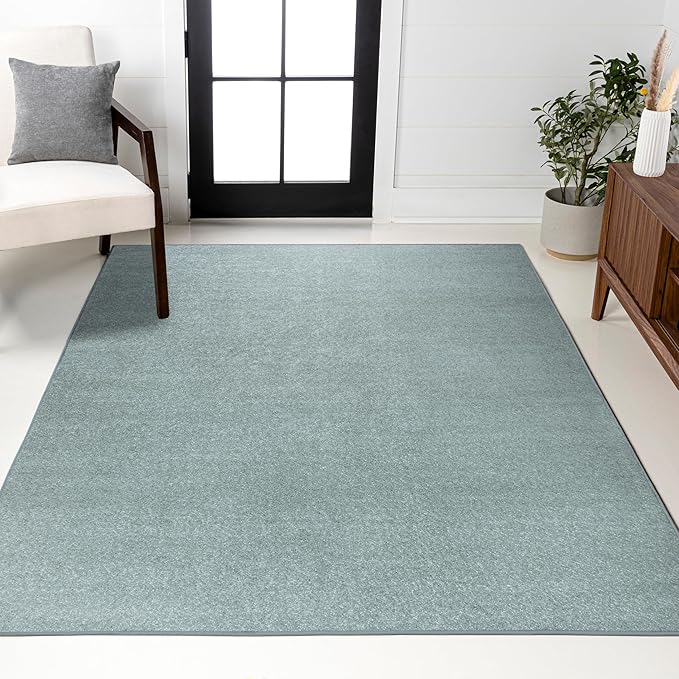 JONATHAN Y Haze Solid Low-Pile Aqua Blue Indoor Area Rug 3x5, Coastal,Bohemian,Minimalist,Classic, Easy-Cleaning for Living Room,Bedroom,Kitchen,Pet Friendly,Non-Shedding (SEU100S-3)