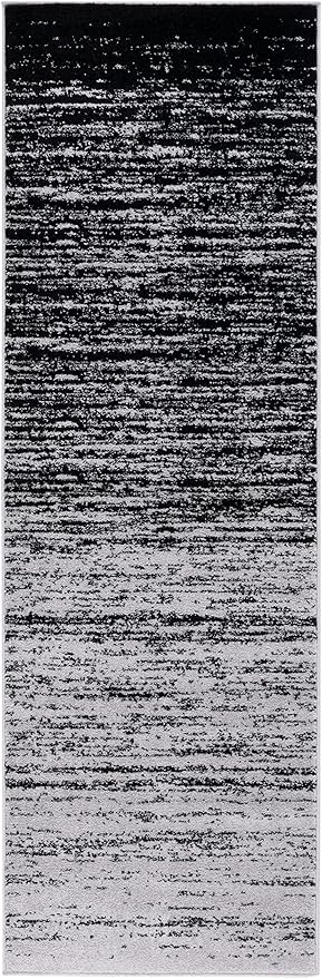 SAFAVIEH Adirondack Collection Runner Rug - 2'6" x 8', Silver & Black, Modern Ombre Design, Non Shedding & Easy to Clean, Ideal for Hallway, Foyer, Kitchen, Entryway, Bedroom (ADR113A)