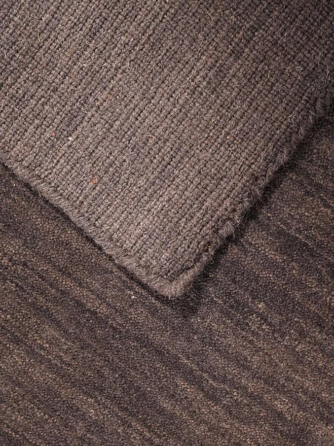 Rugsotic Carpets Hand Knotted Gabbeh Wool 5'x8' Area Rug Solid Charcoal L00111