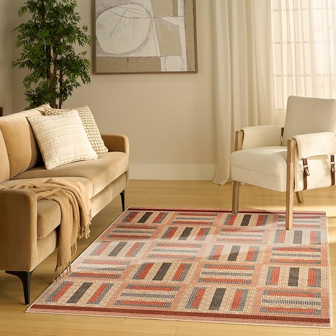 Nourison Home Nordic Multicolor 4' x 6' Area Rug - Easy Clean, Non Shedding, Bed Room, Living Room, Dining Room, Kitchen (4' x 6')