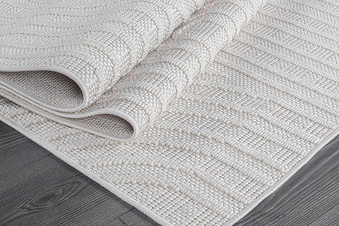 Beverly Rug Micro Loop Area Rug White 6x9 Modern Luxury Soft Circle Geometric Durable Indoor Area Rugs for Living Dining Room Office Stain Resistant Non Shedding Casual Indoor Carpet White 6 x 9