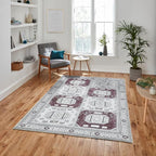 Fame Living Faded Oushak Rug, Turkish Vintage Floral Pastel Large Oversized Area Rugs for Living Room Dining Bedroom Kitchen Bathroom Nursery (848CrNv, 2' x 3')