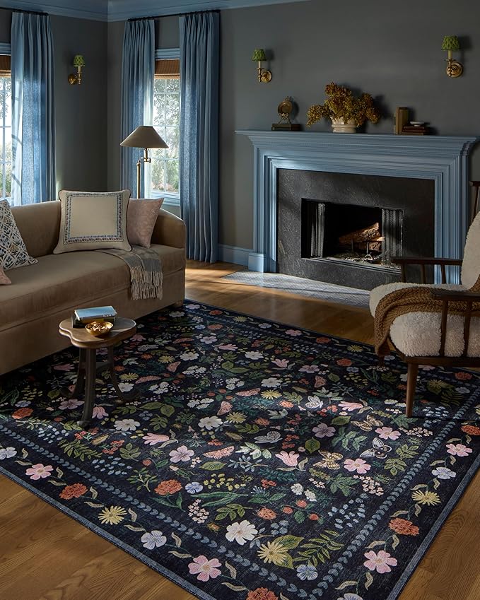 Loloi Rifle Paper Co. Canopy Collection CNP-04 Black 2'-3" x 3'-9" Accent Rug