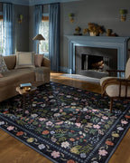 Loloi Rifle Paper Co. Canopy Collection CNP-04 Black 5'-0" x 5'-0" Round Accent Rug