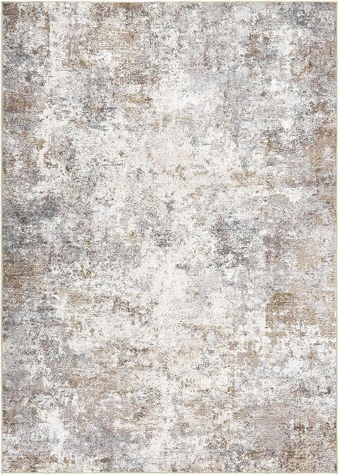 9x12 Area Rug Living Room Rugs - Washable Neutral Modern Abstract Soft Thin Large Rug Indoor Floor No Slip Rug Carpet for Bedroom Under Dining Table Home Office Decor - Brown Grey