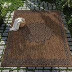 CAMILSON Outdoor Rug 10x14 Medallion Gold Modern Large Area Rugs for Indoor and Outdoor Patios Kitchen and Hallway Mats Washable Porch Deck Outside Carpet (Medallion Gold 10 x 14)