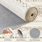 Nakagishi Runner Rug Kitchen Washable Rugs: 2x6 Non-Slip Boho Soft Modern Stain Resistant Indoor Floor Neutral Farmhouse Throw Carpet for Hallway Bathroom Laundry Room Entryway Bedroom- Brown