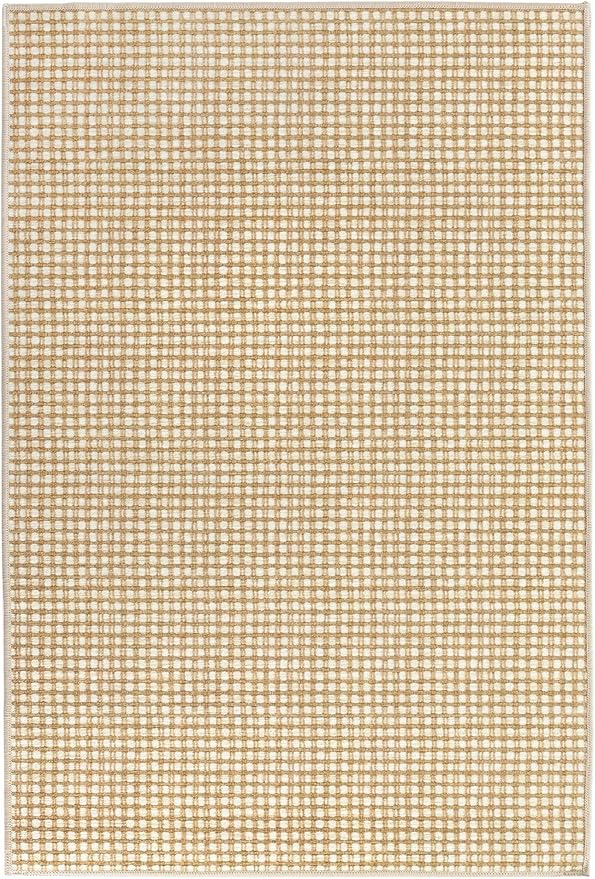 Dash & Albert Hartley Natural Machine Washable Rug, 5 X 8 Feet, Natural Plaid Pattern