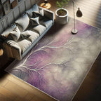 Ambesonne Branches Decorative Rug, Modern Abstract Concept Dreamy Clouds Back Leafless Tree Silhouette, Quality Carpet for Bedroom Dorm and Living Room, 5' 1" X 7' 5", Pale Purple Grey Mauve
