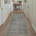 Grey Brown Runner Rug 2x6 Vintage Carpet Hallway Long Indoor Kitchen Washable Living Room Low Pile Traditional Distressed Retro Accent Throw Rug Non Slip Laundry Bathroom Office Dining Room