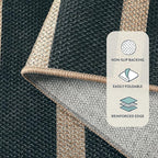 Lahome Striped Easy Jute Area Rug 6x9, Outdoor Patio Rug Neutral Black Carpet for Living Room Classroom, Farmhouse Low Pile Non Slip Non Shedding Floor Carpet for Dining Room Office