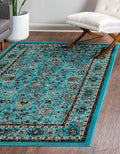Unique Loom Sialk Hill Collection Area Rug - Washington (7' 1" x 10' Rectangle Turquoise/Black)