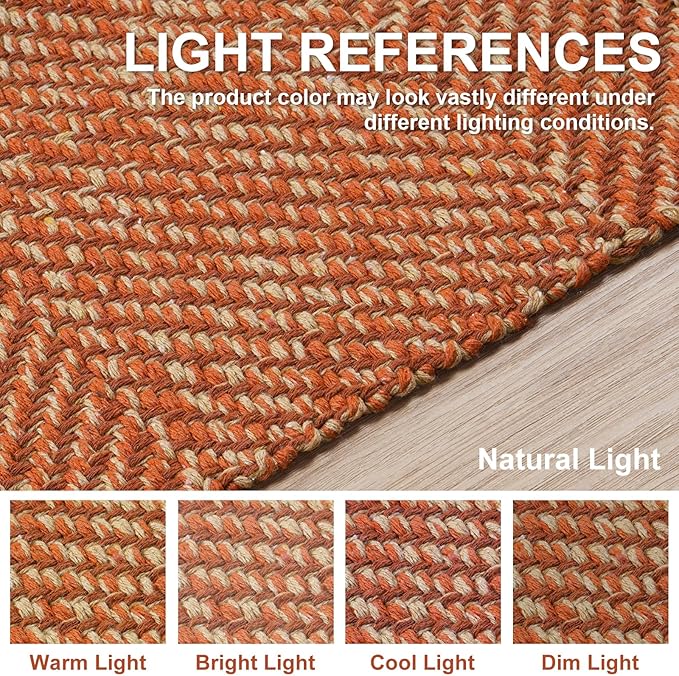 Collive Small Bathroom Rug, 2' x 3' Hand-Woven Low Profile Front Entryway Rug, Terracotta Cotton Reversible Washable Kitchen Rug Modern Farmhouse Carpet for Foyer Bedroom Front Door Fall Decor