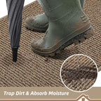 BEQHAUSE Dirt Trapper Door Mat 24" x 36", Non-Slip Washable Doormats Entrance Mat, Dirt Resistant and Absorbent Welcome Mat, Low Profile Floor Mats for Front Back Door and Entryway, Beige