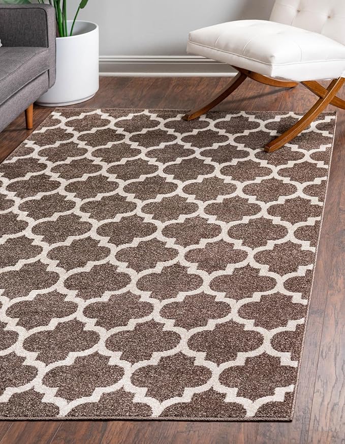 Rugs.com Lattice Collection Rug – 9' x 12' Brown Medium Rug Perfect for Living Rooms, Large Dining Rooms, Open Floorplans
