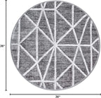 Rugs.com Lattice Trellis Collection Rug – 3 Ft Round Gray Low-Pile Rug Perfect for Kitchens, Dining Rooms