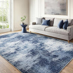 AMADA HOMEFURNISHING 5x7 Area Rugs for Living Room, Modern Abstract Washable Rug Neutral Soft with Non-Slip Backing & Low Pile Kids Rug for Resistant, Bedroom, Nursery Home Office, Dark Blue