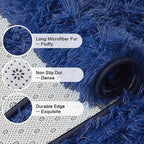 Andency 8x10 Area Rugs for Living Room, Navy Non-Slip Fluffy Soft Large Shag Bedroom Carpet, Big Indoor Thick Nursery Rug for Kids Dorm Home Decor Aesthetic