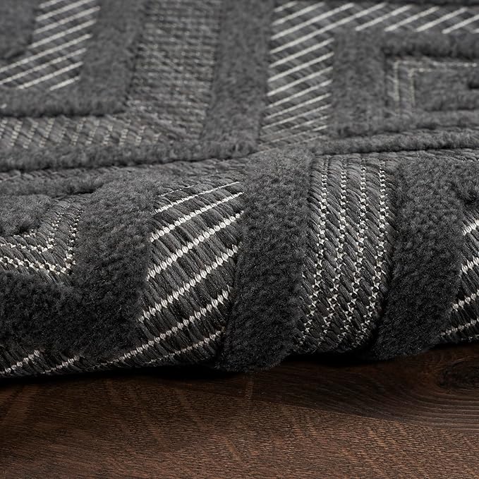 Nourison Home Versatile Charcoal Black 6' x 9' Area Rug - Easy Clean, Non Shedding, Bed Room, Living Room, Dining Room, Kitchen (6' x 9')