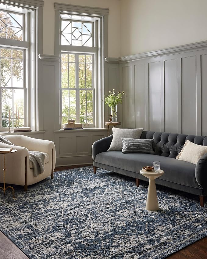 Loloi Magnolia Home by Joanna Gaines Gigi Collection GIG-02 Navy/Stone 6'-7" x 9'-2" Area Rug