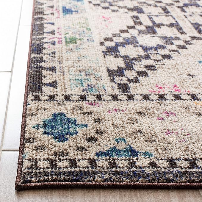 SAFAVIEH Madison Collection Runner Rug - 2'2" x 10', Black & Yellow, Boho Diamond Distressed Design, Non-Shedding & Easy Care, Ideal for High Traffic Areas in Living Room, Bedroom (MAD418Z)