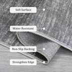 RUGSREAL Solid Runner Rug 2x6 Non Slip Bathroon Mat Machine Washable Ktichen Carpet Long Hallway Runner Rug Modern Indoor Throw Carpet for Living Room Bedroom Laundry, 2' x 6' Grey
