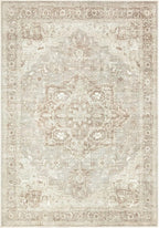 Bloom Rugs Washable Non-Slip 4' x 6' Rug - Beige/Gray Traditional Area Rug for Living Room, Bedroom, Dining Room, and Kitchen - Exact Size: 4' x 6'