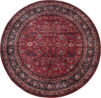 GLN Rugs Traditional Collection - Machine Washable Area Rug, Traditional Washable, Non Slip, Low Pile Chenille Rug, Living Room, Bedroom, Kitchen Rug (5'3" Round Dark Red)