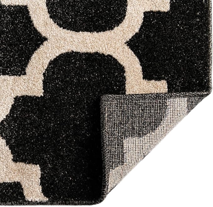 Rugs.com Lattice Collection Rug – 9' x 12' Black Medium Rug Perfect for Living Rooms, Large Dining Rooms, Open Floorplans