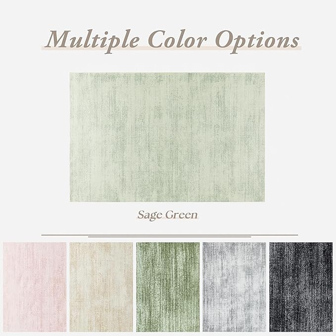 Sage Green Area Rugs for Living Room Nursery for Baby Girl Boy, Neutral Washable Sage Green Boho Farmhouse Vintage Bedroom Rugs 6x9, Light Green and Ivory Cream