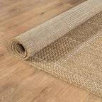 Beverly Rug Easy Jute Checkered Squared Rug 6x9 Washable Durable Indoor Outdoor Area Rugs for Living Dining Room Patio Office Stain Resistant Non Shedding Casual Indoor Outside Carpet 6 x 9 Natural