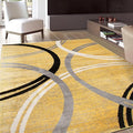 Rugshop Wavy Circles Design Area Rug, Fade-Resistant Carpet for Living Room, Dining Room, or Bedroom,Grand Room,Open Spaces Yellow, 10' x 14'