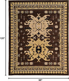 Unique Loom Taftan Collection Border Geometric Tribal Inspired Design Area Rug (8' 0 x 10' 0 Rectangular, Brown/ Tan)