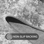 Ompaa Non Slip, Washable, Soft Abstract Long Carpet Runner Rug with Rubber Backing for Hallways, Kitchen, Bedroom, Bathroom, Entryway, Grey, 2x6 ft