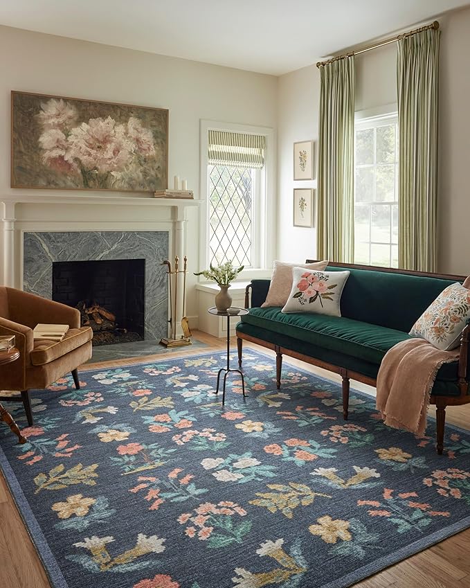 Loloi Rifle Paper Co. Rosa Collection RSA-03 Navy 8'-4" x 11'-6" Area Rug
