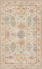 Bavni Area Rug 3x5, Non-Slip Washable Rugs for Living Room Office, Boho Distressed Printed Rug, Low Pile Foldable Decorative Carpet for Bedroom Kitchen Office, Turmeric