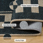 OJIA Easy Jute Kitchen Rug, 2x3 Black Indoor Door Mat Checkered Washable Area Rug Non-Slip Farmhouse Modern Outdoor Doormat Front Door Mat Indoor Entrance Throw Rugs for Entryway Doorway Bathroom