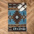 YHSF South West Native American Area Rug C318 - Easy Clean, Thick, Soft, Durable Native Tribal American Indian Inspired Rug for Bedroom/Living Room and More - Blue-Brown, 2 Feet x 3 Feet 4 Inches
