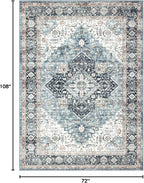 Area Rug 6×9, Large Vintage Boho Rug,Ultra-Soft Low Pile, Washable, Non Slip,Stain Resistant, Printed Carpet for Living Room Bedrooms Playroom Office Kitchen, Blue/Navy