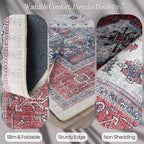 Fame Rugs Turkish Rug. Washable Vintage Oriental Antique Inspired Traditional Doormat Small Modern Area Rugs Luxury Entryway Entry Bedroom Bathroom Kitchen (402RN, 2'5 x 13'1)